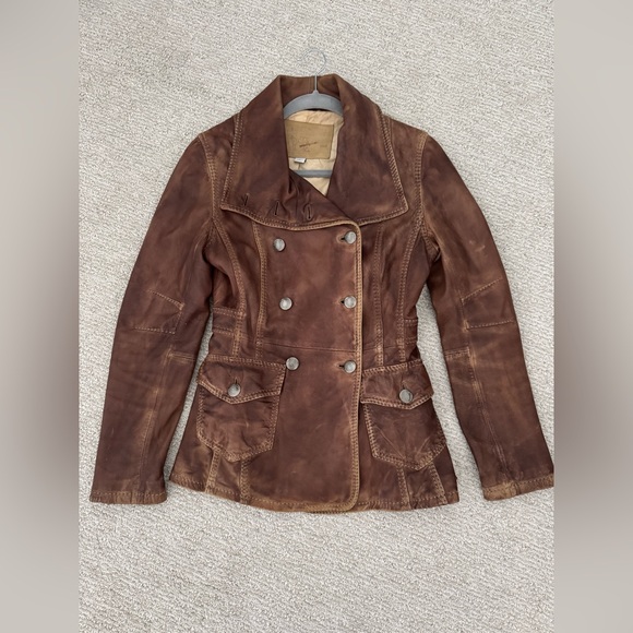 TRUE RELIGION Rare Y2K Double Breasted Genuine Leather Distressed Jacket Small - Picture 2 of 16